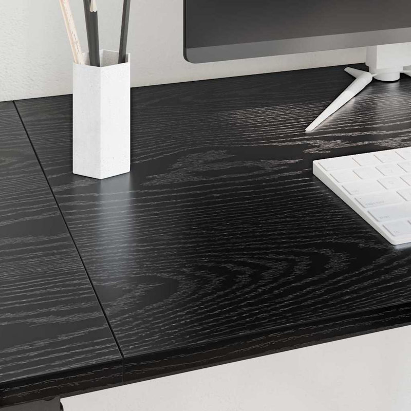 Metal Base Computer Desk, Black Oak