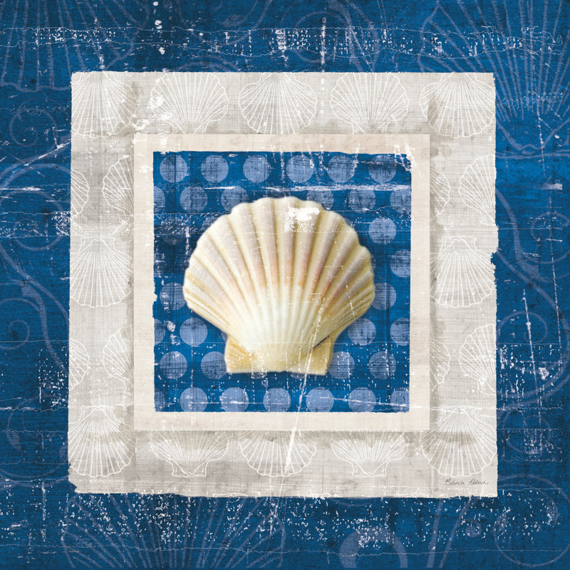 Coquille de mer III sur fond bleu, H 30 po x l 30 po