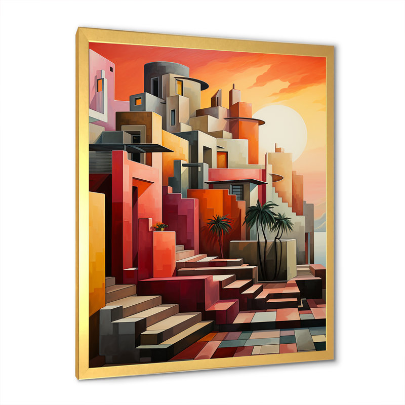 Monuments dévoilés Couchers de soleil III, Cadre doré simple, H 44 po x l 34 po x P 1,5 po