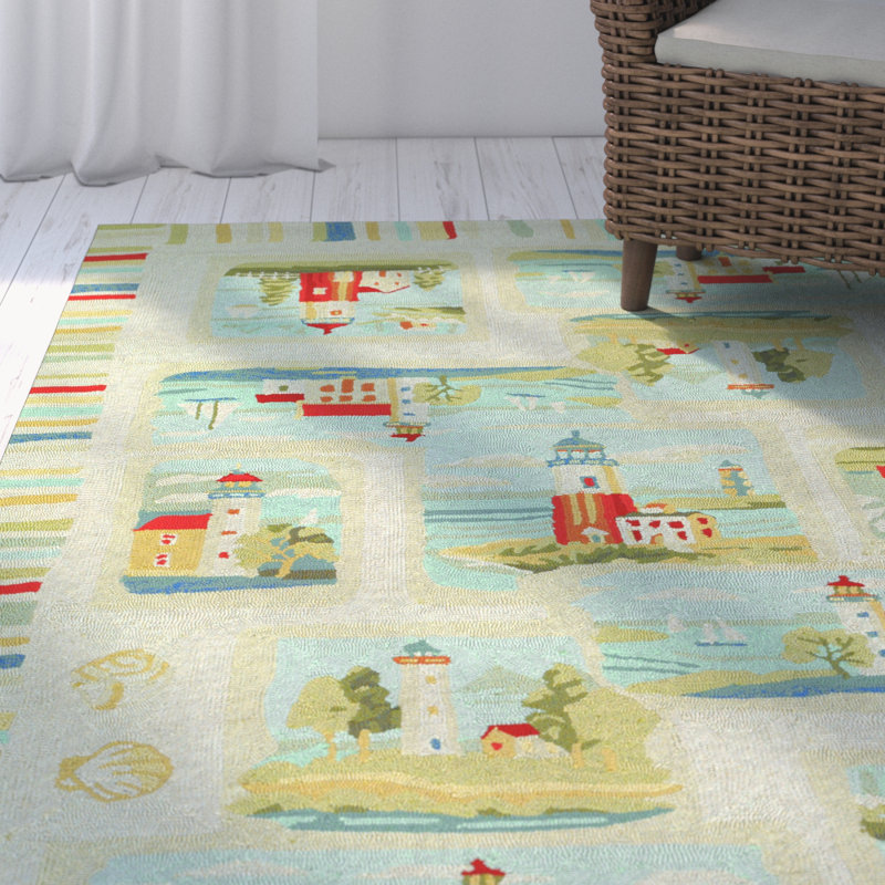Rundall Hand Hooked Ikat Indoor / Outdoor Rug, Rectangle 2' x 4'