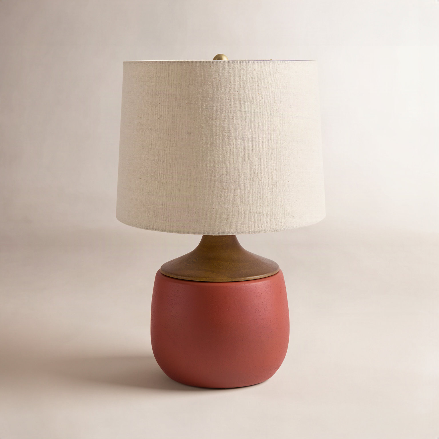 Ceramic Table Lamp, Red, Beige