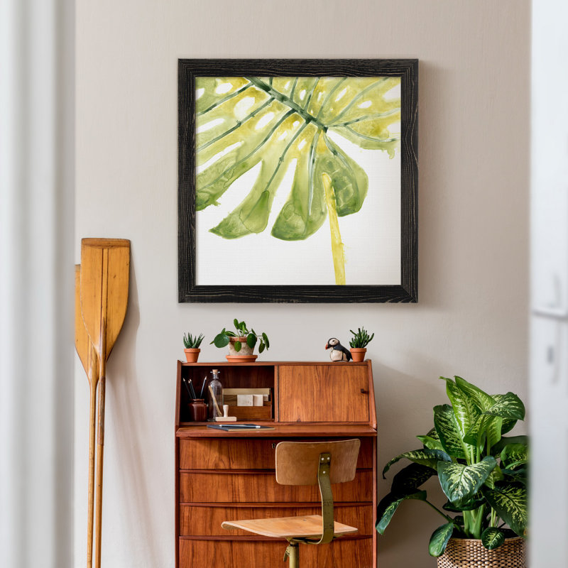 Reproduction d’art sur toile tendue, "Verdant impressions I", H 17 po x l 17 po x P 1,5 po, Toile avec cadre noir