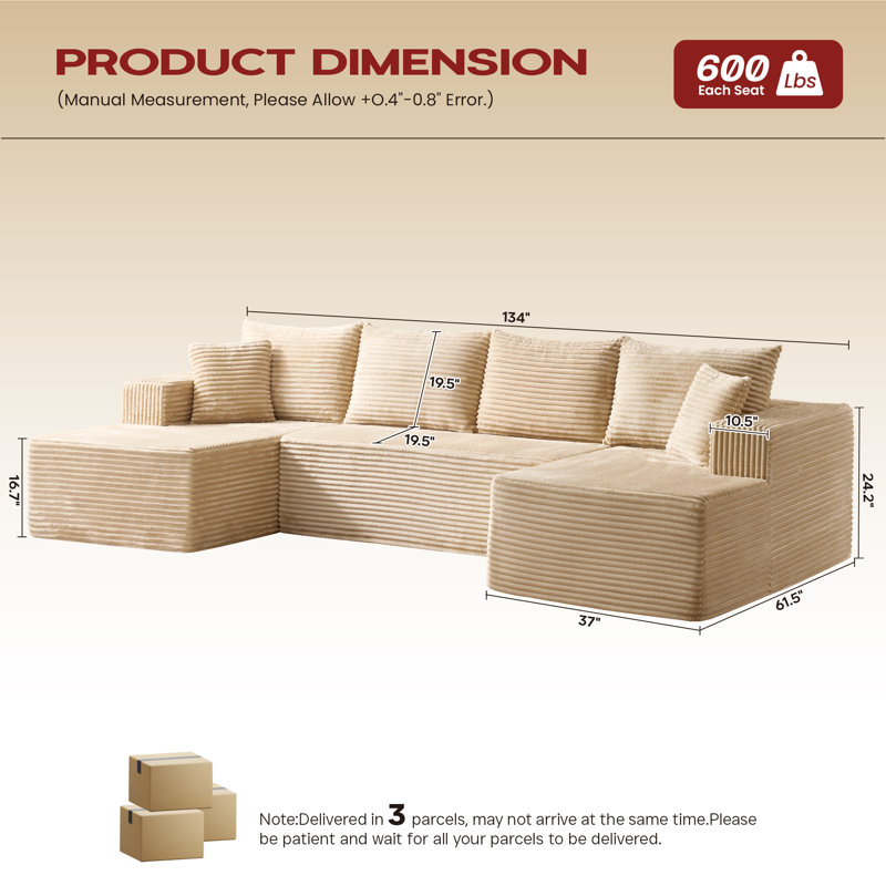 Nathasa No Assembly Required Upholstered Boneless Sectional, Free Combination Compression Sofa Bed For Living Room, Home Theater