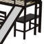 Lit simple superposé au dessus d'un lit double avec lit mezzanine simple avec bureau et glissière, garde-corps pleine longueur, blanc-2028916288