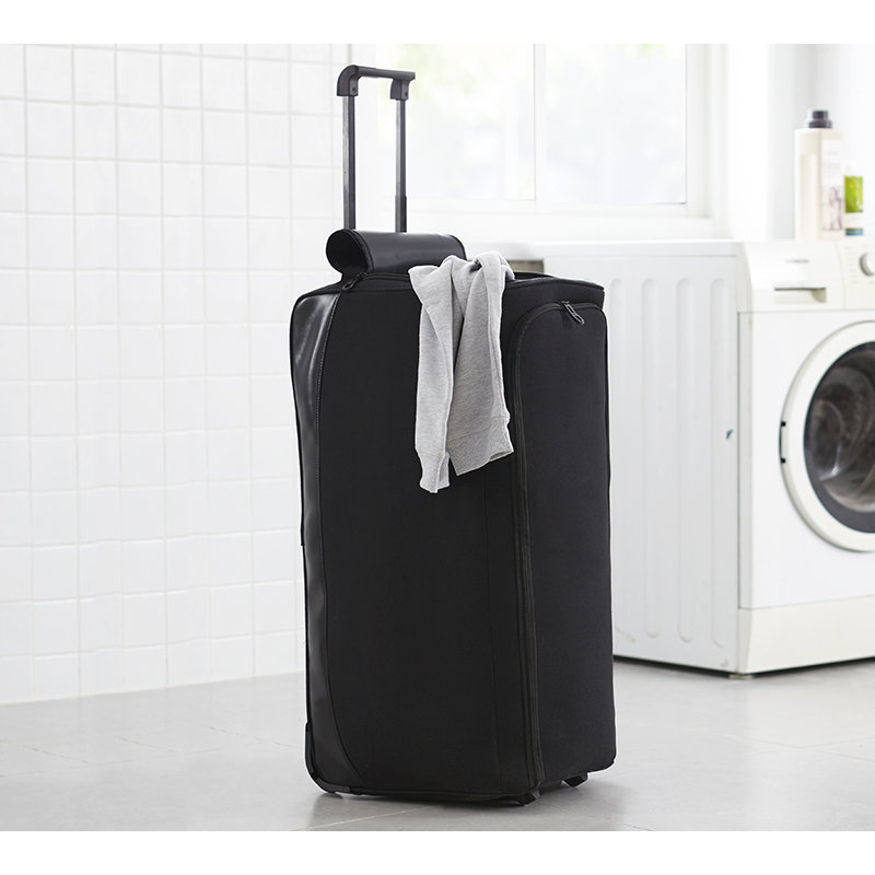 Fabric Rolling Laundry Hamper with Handles, Black