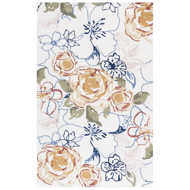 Jardin Hand Tufted Wool; Cotton Floral Indoor Rug, Rectangle 5' x 8'