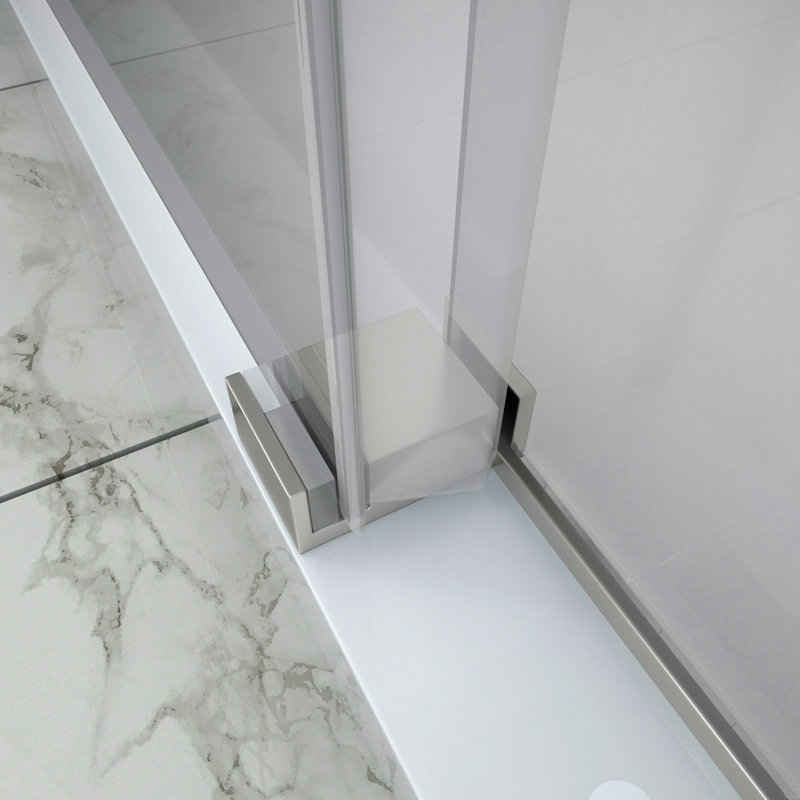 Paroi de douche coulissante simple 76 ", 5/8 po (8 mm) de douche, Nickel brossé