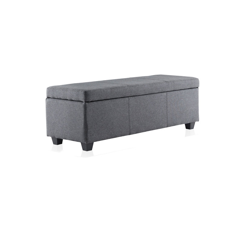 Aiyahna 46.85" Wide Rectangle Upholstered Storage Ottoman, Gray Linen