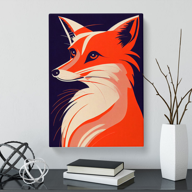 Fox Deco Style - Wrapped Canvas, 60cm H x 40cm W x 3cm D