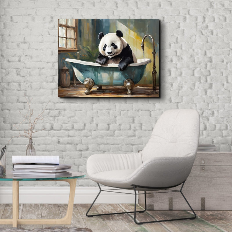 «Panda Bathaign» sur toile, H 15 po x l 18 po