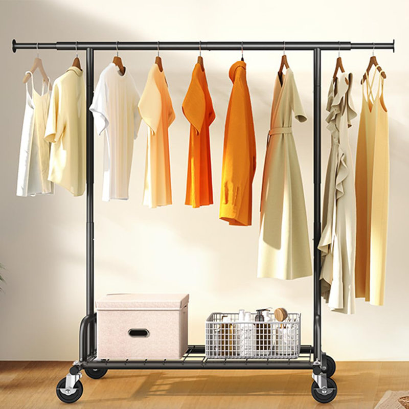 Adjustable Rolling Clothing Rack, Black