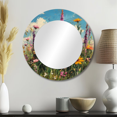 Wildflowers In Soft Pastels Impressionist I - Floral Accent Wall Mirror - Printed On Metal