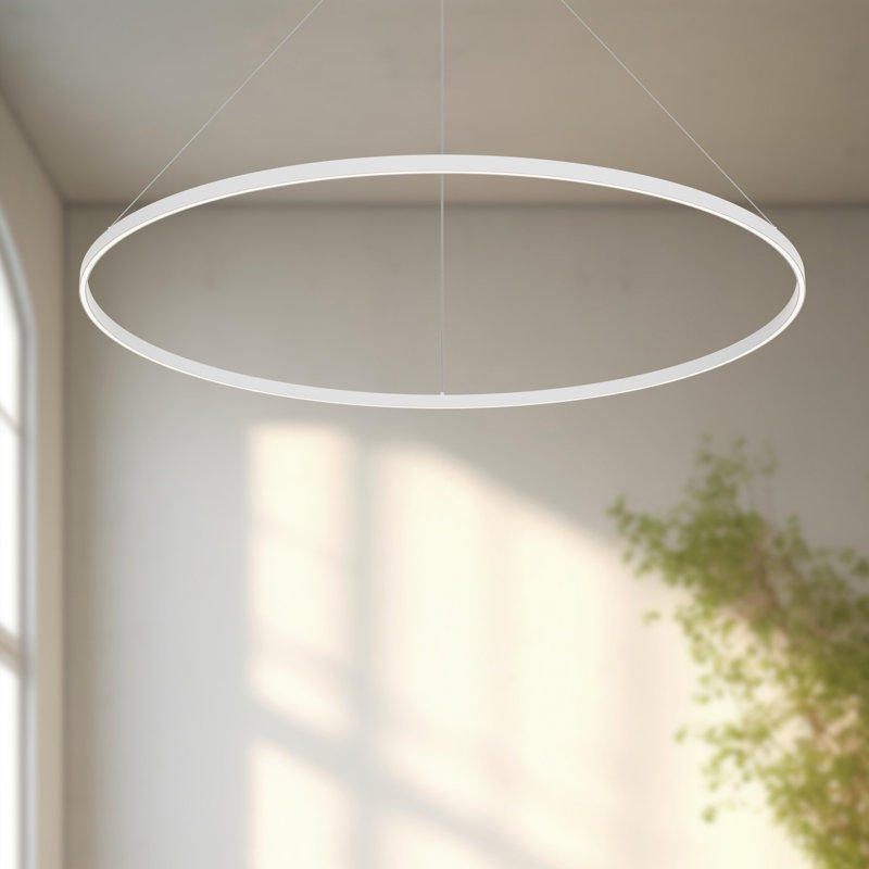 Luminaire suspendu unique à 1 lumière Cerchio, Blanc, H 1,375 po x l 59 po x P 59 po