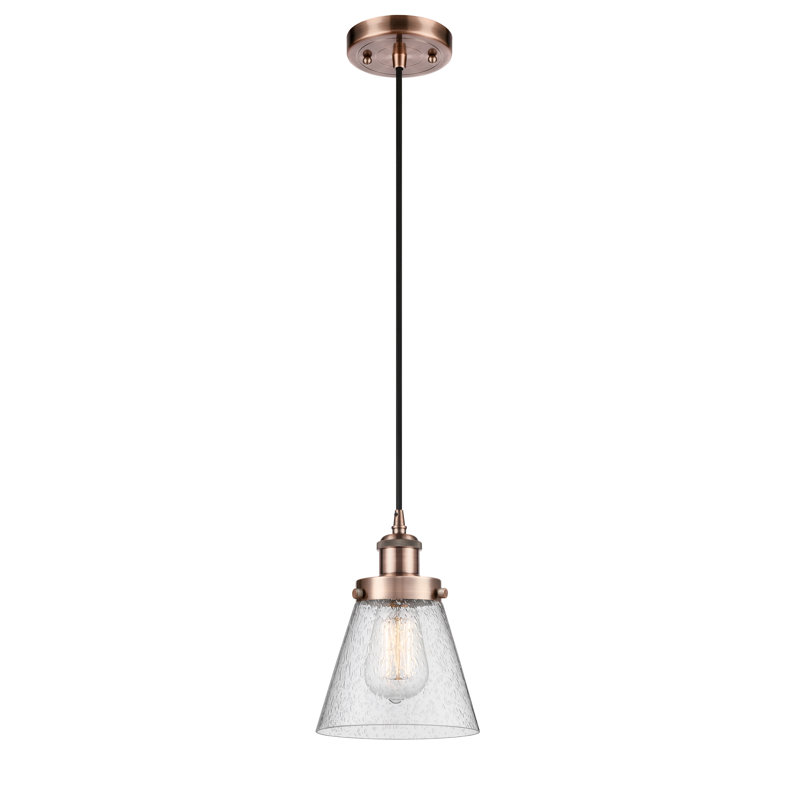 Luminaire suspendu conique à 1 lumière Brookview, Cuivre antique