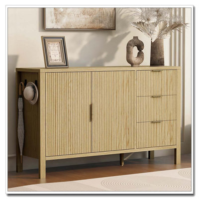 Storage Buffet Cabinet With Hooks And Extra Center Leg,Suitable For Living Room,Entryway,Hallway by Latitude Run