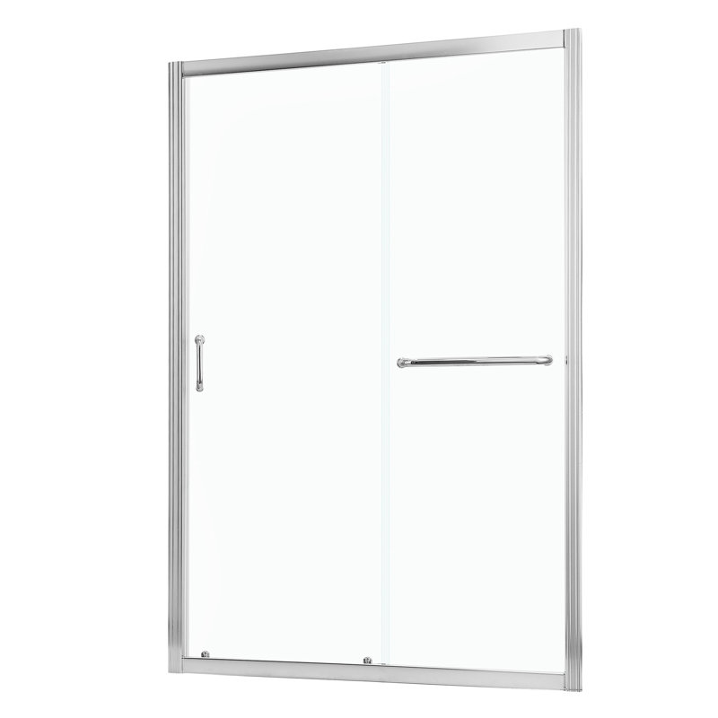 Porte de douche coulissante simple 60 po x 72 po, finition, verre trempé, fonctionnement silencieux, salle de bain l 72 po, mise à niveau facile à nettoyer