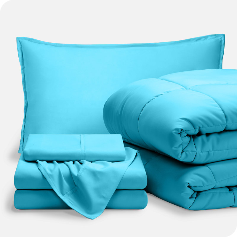Modern & Contemporary Comforter, Twin Extra Long Comforter + Pillowcases, Aqua/Aqua