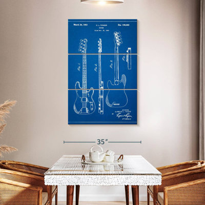 Blueprint Fender Precision Bass Guitar Laelle Poster