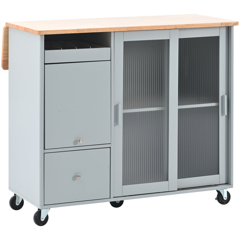 Versatile Kitchen Island with Multiple Features for Enhanced Functionality, Gray Blue