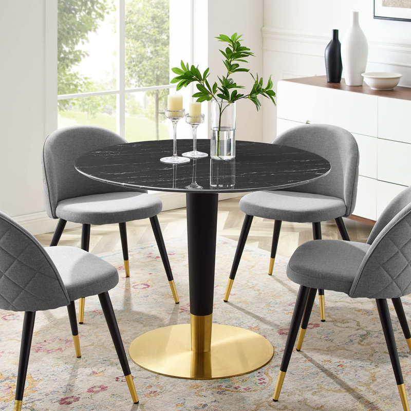 Table de salle à manger Zinque, Marbre noir, l 39,5 po x L 39,5 po