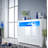 Aube White 3 Door Sideboard Buffet with Lights . Glossy 
