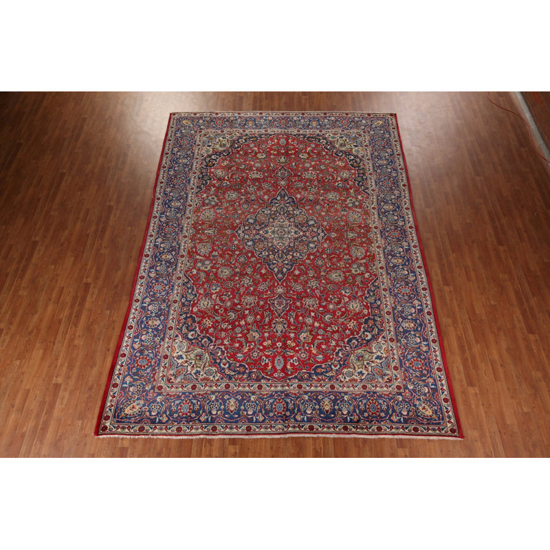 Tapis traditionnel rouge à motif floral 10 x 13