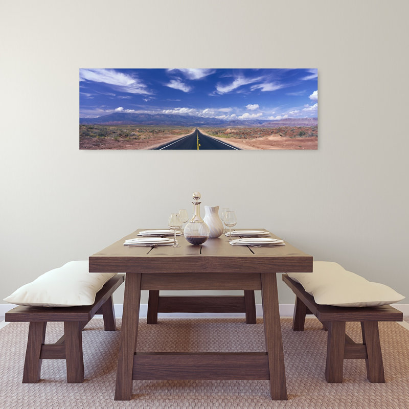 Road Zion National Park Utah USA 1 Piece Wrapped Canvas Panoramic Wall Art, 40.64 cm H x 121.92 cm W