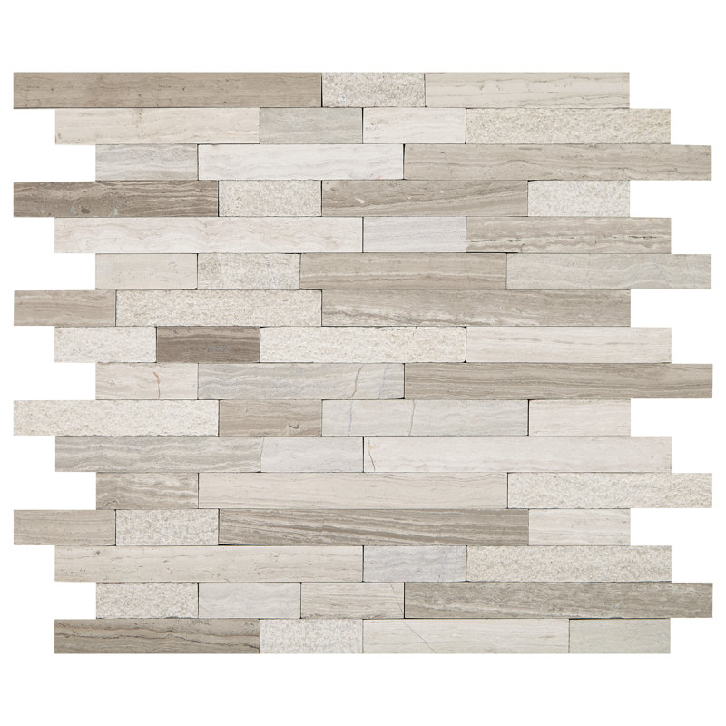 Carrelage mural mosaïque linéaire en marbre Minute Mosaix, Blanc chenille