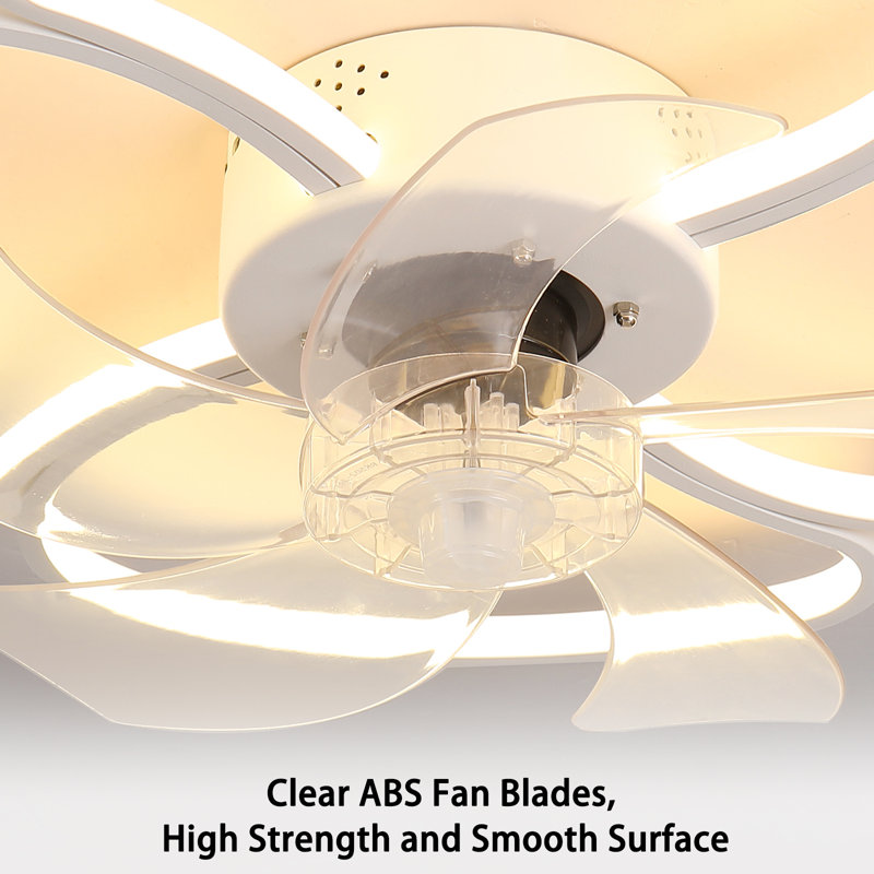Firebaugh 19.69'' Modern Indoor 5- Blade Dimmable LED Ceiling Fan With Remote Control and APP, White