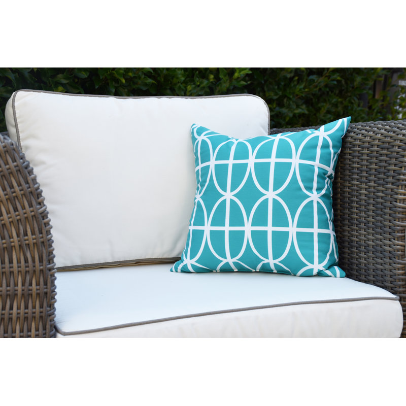 Housse de coussin d'extérieur carré Palm Beach, Bleu, 16 po x 1 po