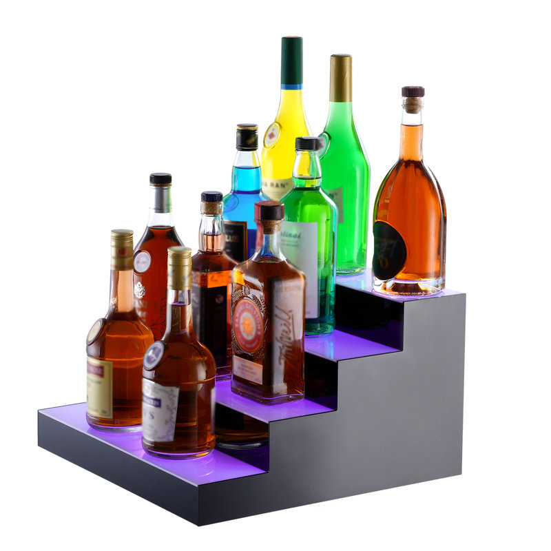 Tablette de bar à boissons alcoolisées à DEL avec contrôle des radiofréquences et des applications 16 po 4 étapes