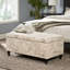 Banc en lin beige, structure en bois, finition soignée, solution de rangement multifonctionnelle pour le linge de maison - Décoration de style français, assise contemporaine et pratique