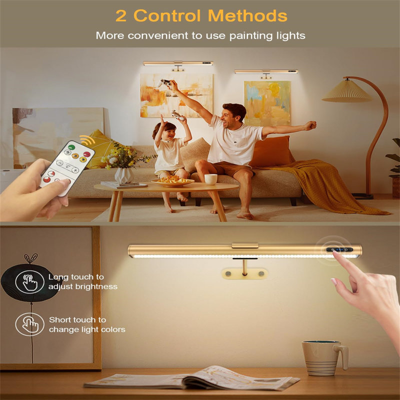 Battery Powered LED Wall Mount Picture Light, Gold