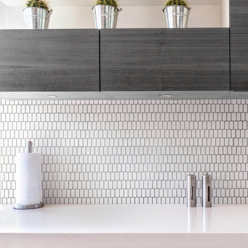 Hudson Capsule 12-1/4 In. X 13-1/8 In. Porcelain Mosaic Tile, Matte White 
