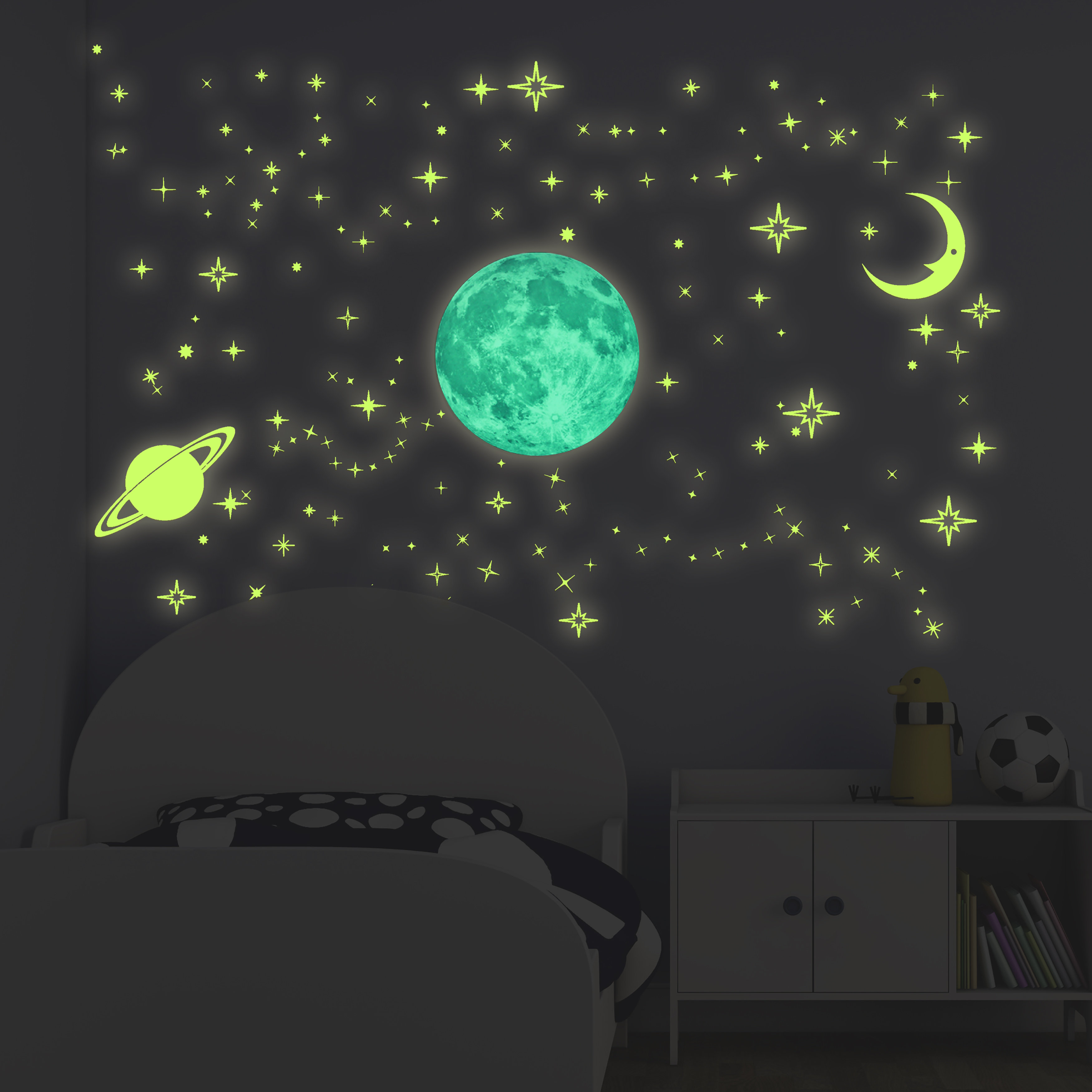 Glow in The Dark Stars And Space Ceiling Stickers Set