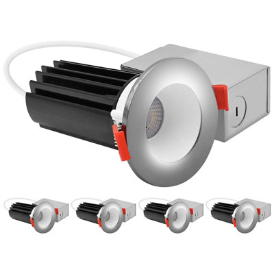 Luxrite 2 po Éclairage encastré à DEL, lumière Canless régressée en profondeur, garniture ronde interchangeable en chrome, 5 TCC, 1000 lm, 15 W, CRI80, paquet de 4 à intensité variable