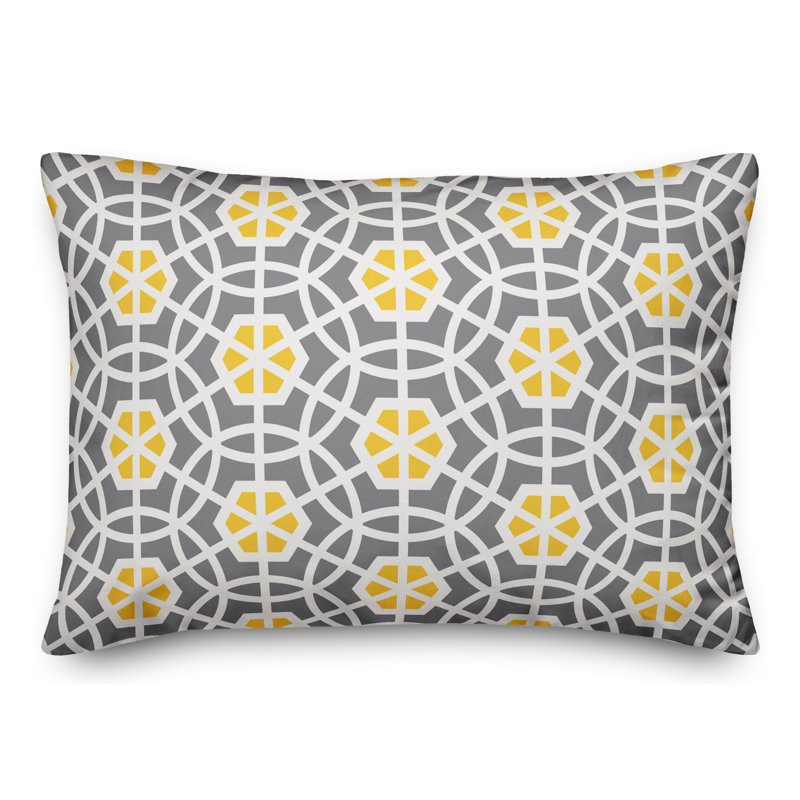 Geometric Throw Pillow, Yellow/Gray