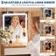Ensemble de coiffeuse avec miroir lumineux, ensemble de coiffeuse à 4 tiroirs, prise de courant, tabouret de rangement, tablettes de rangement, miroir de coiffeuse à 3 lumières réglables, ensemble de coiffeuse pour chambre à coucher-275610636