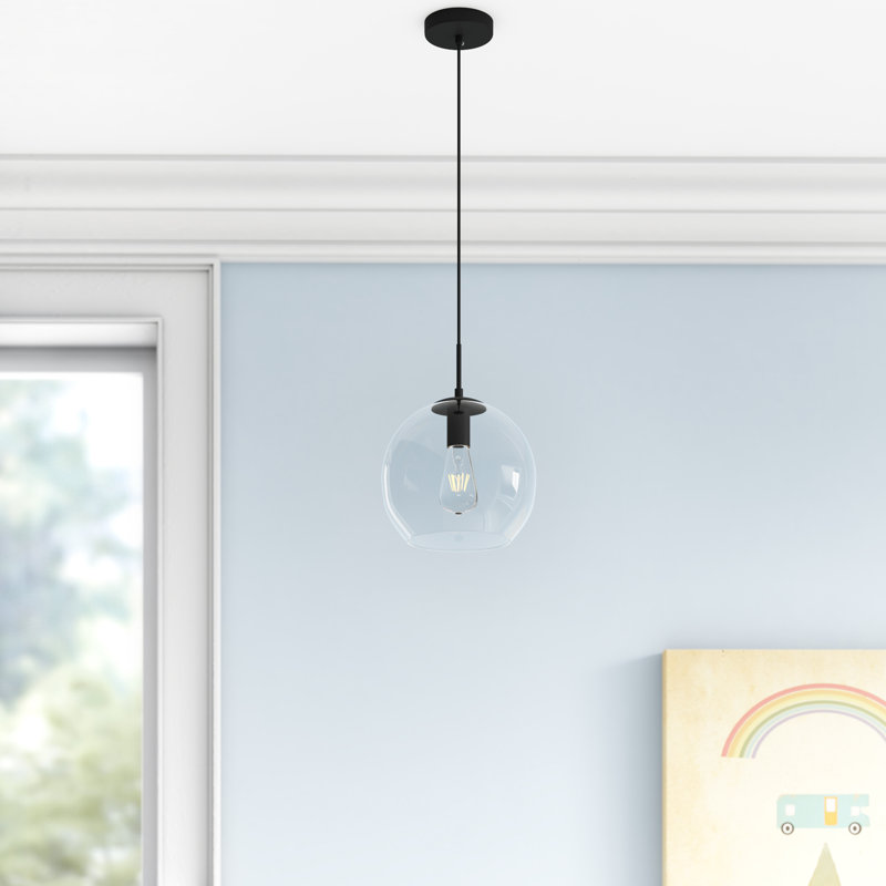 Rincon 1-Light Adjustable Globe Pendant with Hand Blown Glass , 70" H x 9.8" W x 9.8" D