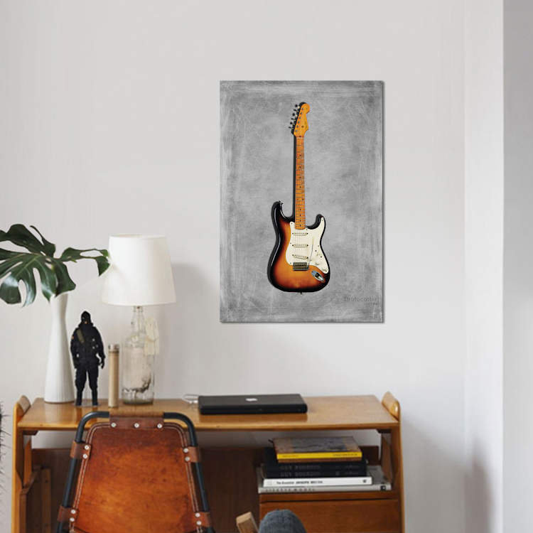 Fender Stratocaster 54 - impression sur toile tendue, H 18 po x l 12 po x P 1,5 po, Toile tendue, Pas de tapis