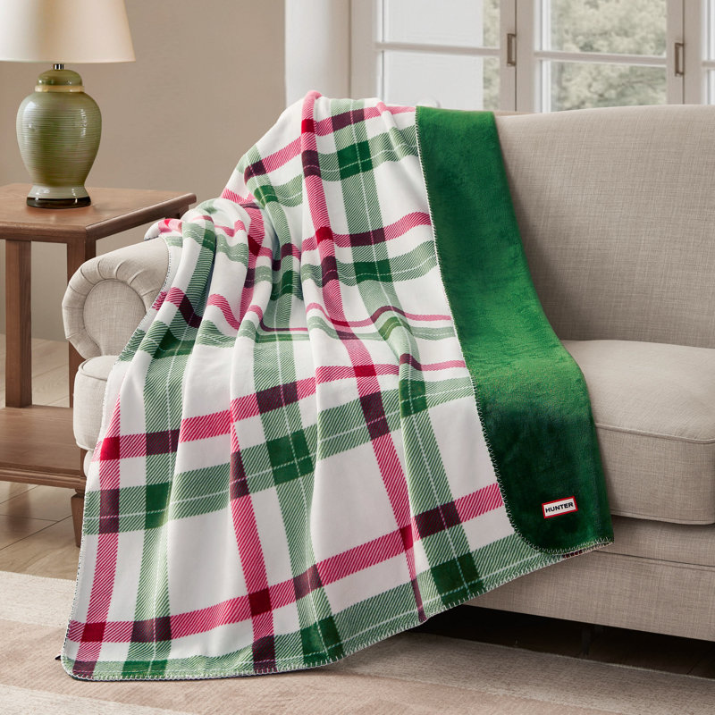 Hunter Reversible Plaid Plush Throw Blankets, Maria