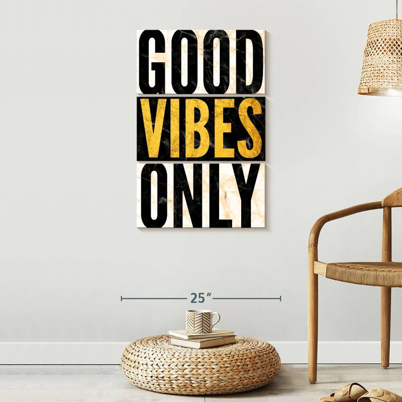 " Good Vibes Only Marble " by HustleBroIllustrations 3 - Pieces, 20" H x 32" W x 1.25" D