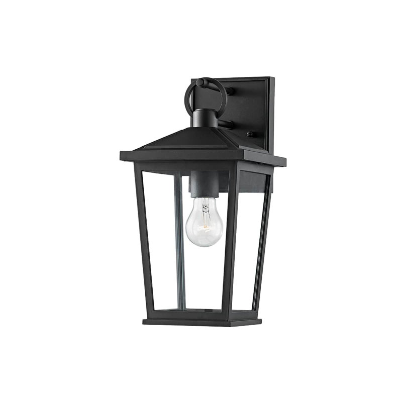 Outdoor Wall Lantern, Textured Black, 14" H x 7.5" W x 8.5" D
