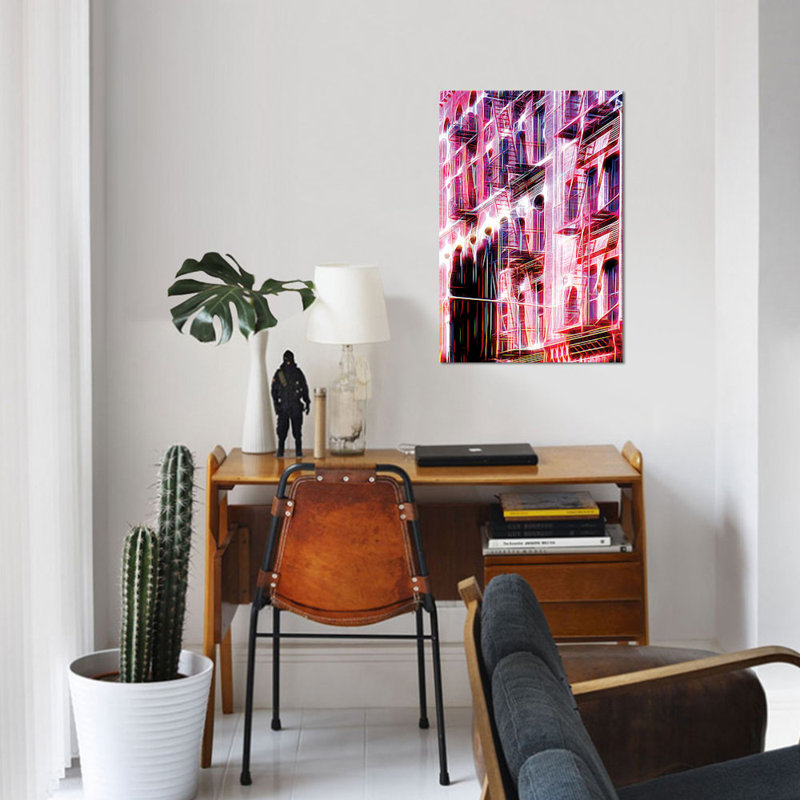 «Red Facade» sur toile, H 12 po x l 8 po x P 0,75 po, Pas de tapis, Toile tendue