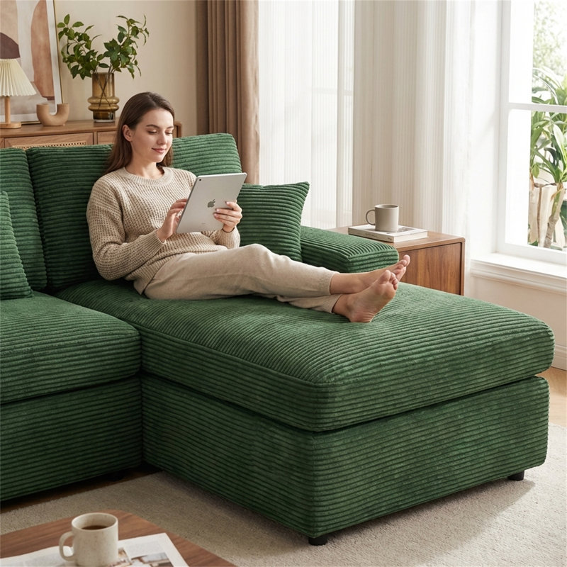Canapé modulaire en velours côtelé 110 ", Vert