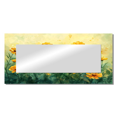 Summer Zinnias Sunlit Petals II - Floral Mirror Wall Decor - Printed On Metal