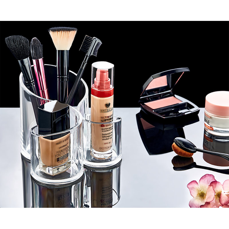 Acrylic 3 Compartment Makeup Organiser