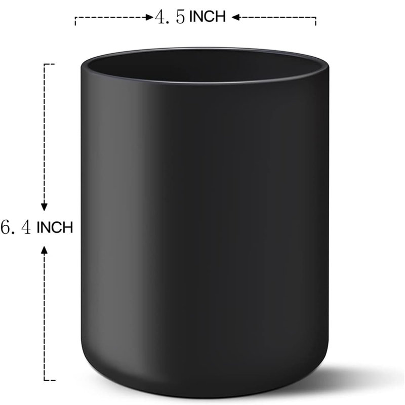 Large Matte Ceramic Utensil Holder (Easy to Clean), Black, 16cm H x 11.43cm W x 11.43cm D