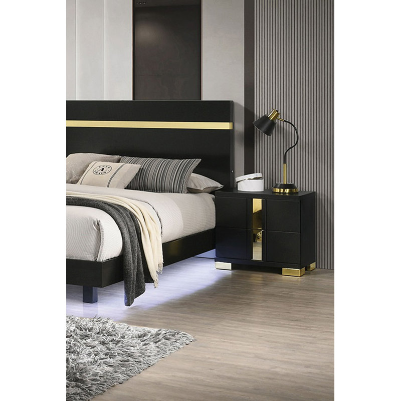 Table de chevet 1pc avec pieds en métal, table de chevet