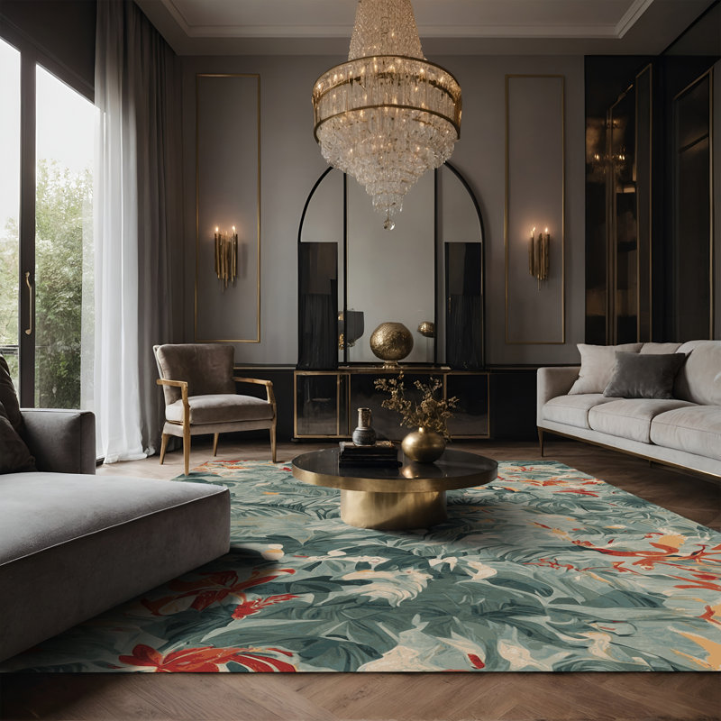 Tapis beige soyeux et moelleux, Rectangle 7 pi x 9 pi